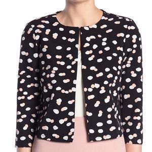NWT Philosophy Lined Blazer Jacket Crew Collar 3/4 Length Sleeve Black w/dot